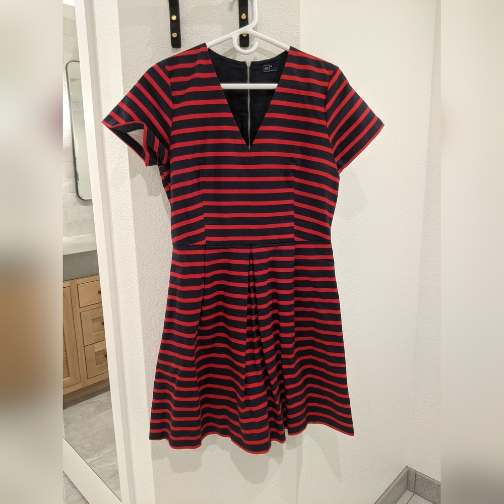 Gap Red & Navy Blue Stripped Dress